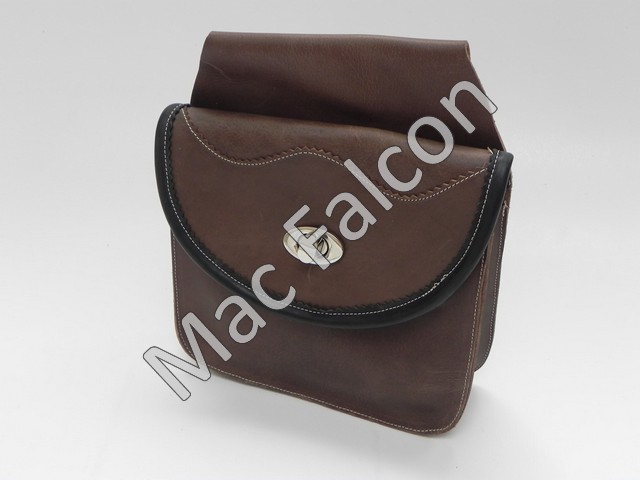 Nero 3, small falconry feed belt bag, Mocha brown grain leather